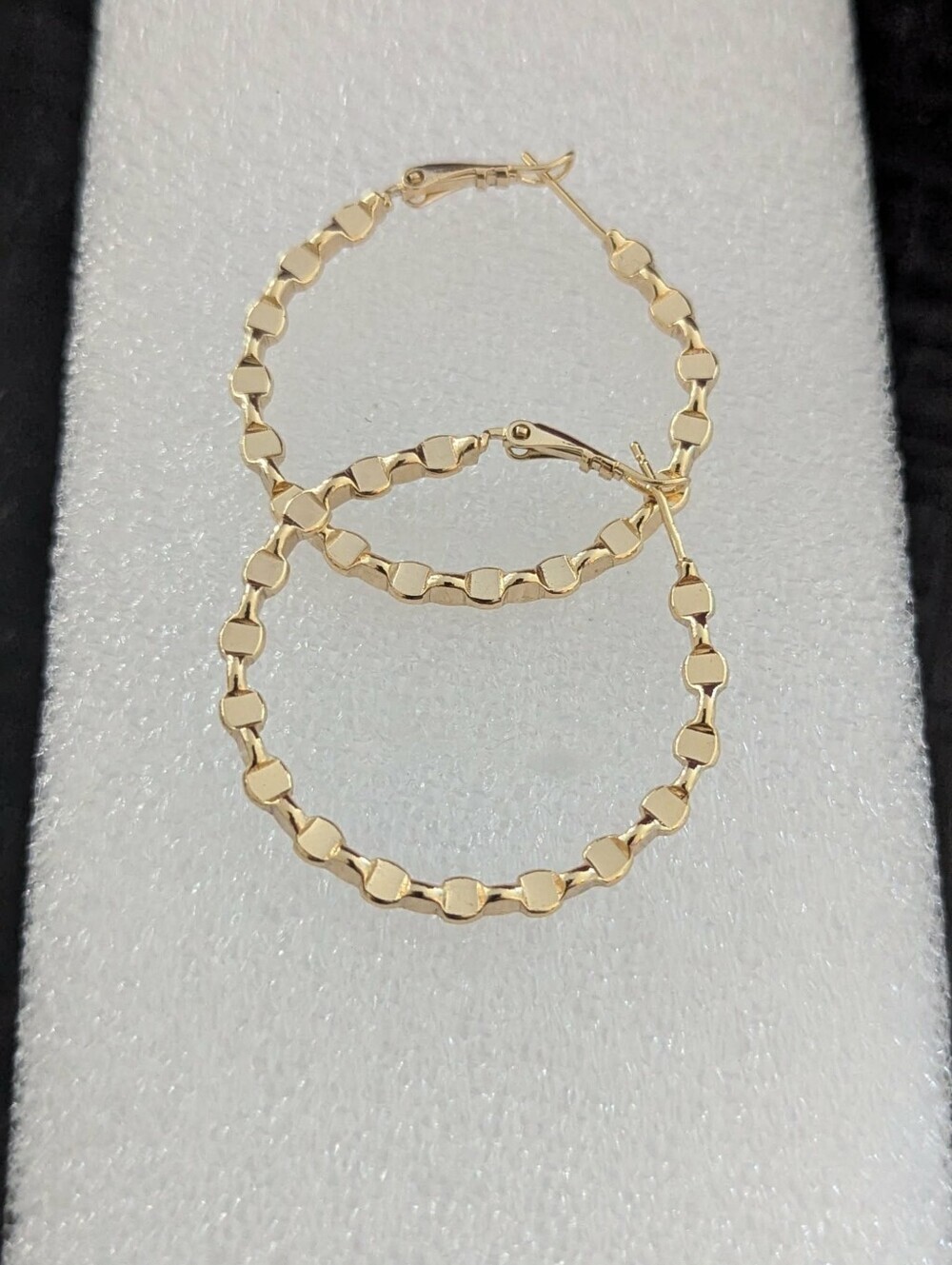 14K Gold Plated Color 40mm Textured Hoop Earrings Lightweight